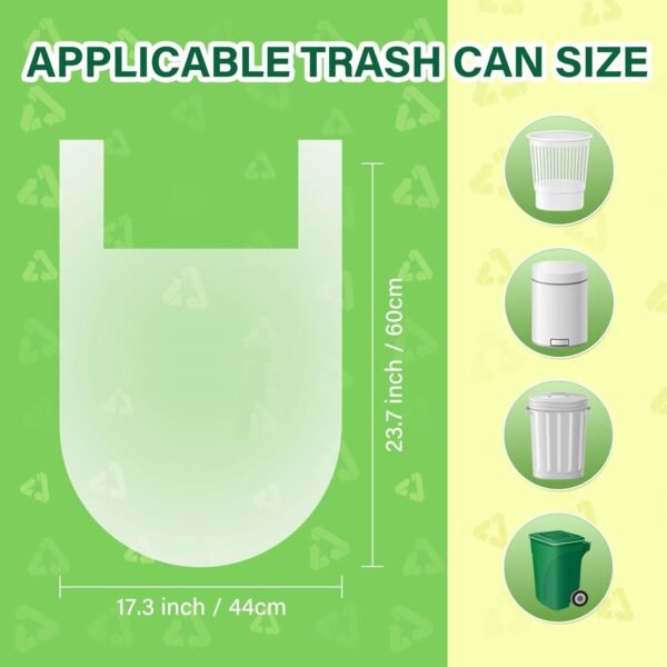 Biodegradable handle Trash Bags, 5 Gallon, 20L, leak proof 0.78 Mils Thickness, 100% Compostable Waste Bags for Kitchen Bathroom Office , ASTM D6400 BPI Certified, White - Image 2