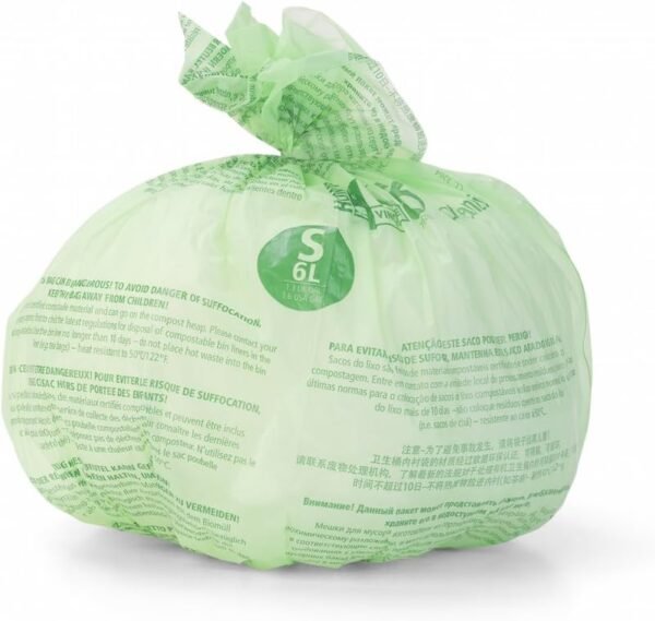 Brabantia 419683 10 Compostable Trash Bags, 1.6 Gallon, Green - Image 4