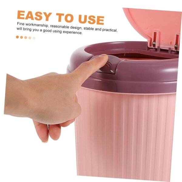 Kitchen Trash Can Washroom Compost Bin Kitchen Garbage Mini Bins Pop Square Dustbin Rubbish Bin Waste Paper Bin Dual Trash Can Bucket with Lid Washing Dryer Foldable Pink Plastic - Image 2
