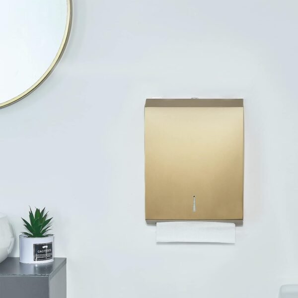 Paper Towel Dispenser Wall Mount Commercial c-fold/Multi-fold/Tri-fold, Touchless Hand Towel Dispenser with Lock(Gold) - Image 4
