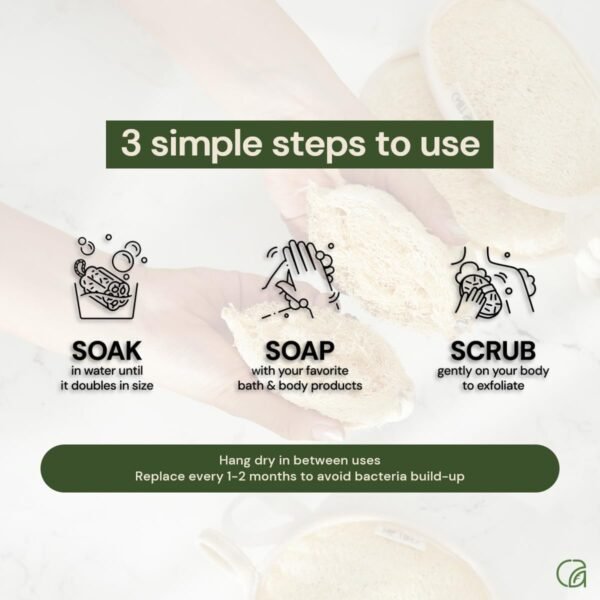 Chill Ah Green Glow All Natural Exfoliator Dual Sided Loofah Bath Sponge Set – 100% Plant-Based, dye-Free, Biodegradable, Scratch-Free, Handcrafted in Vietnam (2-Pack) - Image 7