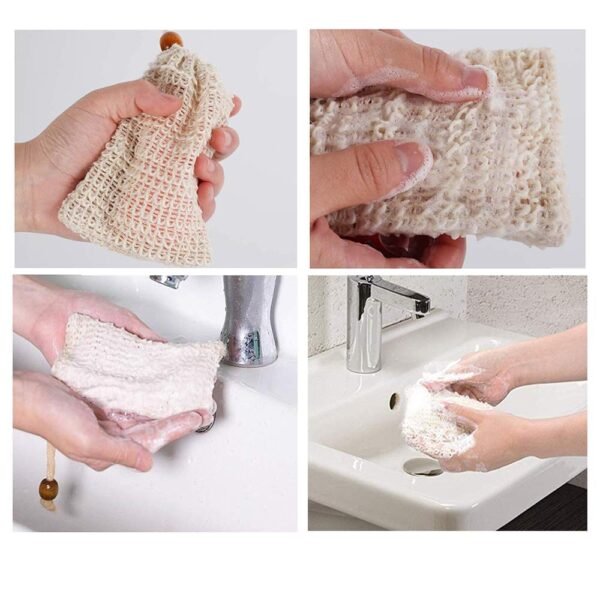 PHOGARY Sisal Soap Saver Bag (5-Pack) Ideal for Exfoliating & Save Soaps, Natural Fiber Soap Bags for Foaming and Drying The Soap, Organic Soap Bag With Pouch Holder for Shower Bath - Image 4
