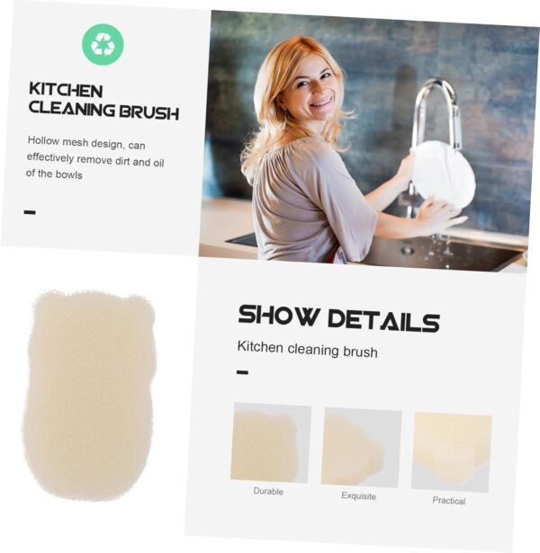 Didiseaon 12pcs Sponge Brush Sink Bowl Washing Tools Natural Loofah Sponge Imitation Loofah Dish Towels Natural Dish Scrubbers Natural Kitchen Sponge Cleaning Rags Sponge Scrubbers Beige - Image 5