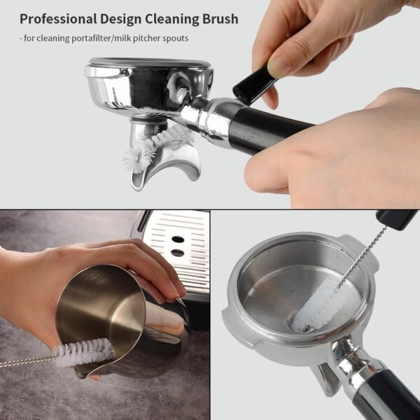 Espresso Machine Cleaning Brush Set - CAFEMASY 5 Pieces Coffee Cleaning Brush Natural Bristles Wooden Brush for Coffee Grinder and Nylon Brush for Espresso Machine Cleaning - Image 2