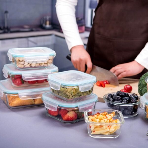 Glass Food Storage Containers with Lids, [18 Piece] Meal Prep Containers for Food Storage , BPA Free & Leak Proof (9 Lids & 9 Containers) - Image 7