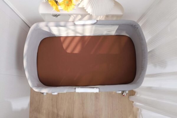 Organic Bassinet Sheets 2 Pack 100% Cotton Jersey Fitted Sheets for Baby Boys and Girls, Compatiable with Mika Mikcy & Baby Delight & Bedside Sleeper, Pale Yellow and Brown - Image 5