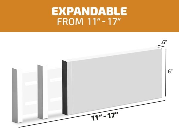 6 Pack Drawer Dividers 6 Inch High, 11”-17" Adjustable Bamboo Organizers Large Expandable Drawer Separators for Cloths, Dresser, Bedroom, Bathroom, Baby Drawer, Office & Kitchen Utensils (White) - Image 4