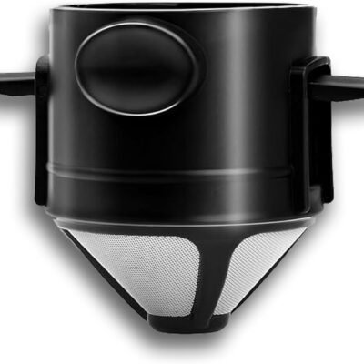 Pour Over Coffee Dripper, Reusable Stainless Steel Pour Over Coffee Filters, Easy to Clean Camping Coffee Filter, 1-2 CUP Paperless Travel Coffee Makers (black)