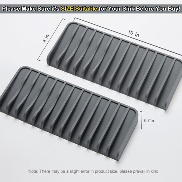 Silicone Self Draining Soap Dish | Dish Sponge Holder | CrazyHome Silicone Soap Tray | for Kitchen and Bathroom Sink | Food-Grade Material | Easy Drainage, Non-Slip Bottom | 2PCS Gray, 10.2"x4.3" - Image 2