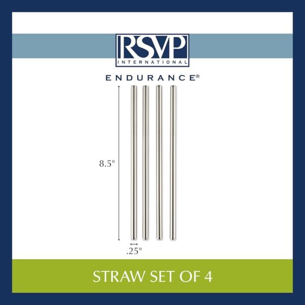RSVP International Endurance Stainless Steel 8.5" Frozen Drink Straws, 4 Count | 5mm Fits Most Tumblers | Reusable & Durable |For Smoothies, Frappes, Sodas, Tea & More | Dishwasher Safe - Image 6