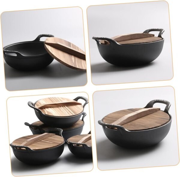 Outdoor Cast Deep Frying Pan Frying Pans Camping Cookware Fondue Pot Chafing Dish Griddle Pan Iron Pots Outdoor Hot Pot Household Cooking Pot Soup Pot - Image 2
