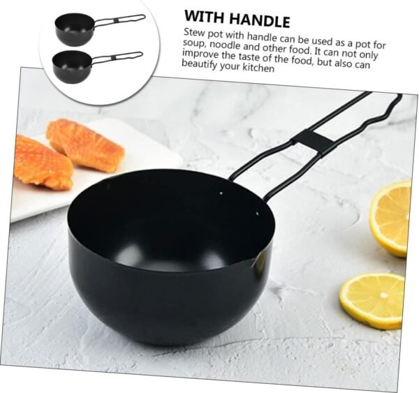 2pcs Outdoor Small Iron Pot Hot Pot Camping Cookware Chaffing Dishes Stainless Cookware Camping Cooking Pots Casserole Pan Outdoor Camping Pot Camp Cook Pot Camping Soup Pot Black MOLUCKFU - Image 3