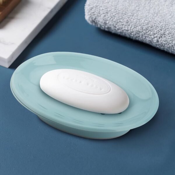 2 Pack Soap Dish with Drain Plastic Soap Holder for Shower Soap Box Easy to Clean & Keep Dry Soap Tray Suitable for Bathroom, Kitchen (Blue) - Image 7