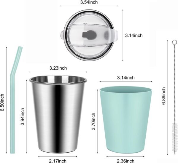 Stainless Steel Sippy Cup, 5-Pack Kids & Toddler Cups with Silicone Sleeves and Straws, Dishwasher Safe, 12 Oz Kids Tumblers For Travel or At Home - Image 6