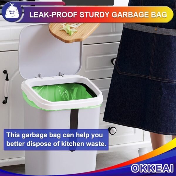 OKKEAI Large Garbage Bags 13 Gallon Tall Kitchen Green Trash Bags 49 Liter Bin Liners for Lawn Yard,Home,Office,60 Counts (Fits 10-15 Gallon Bins) - Image 5