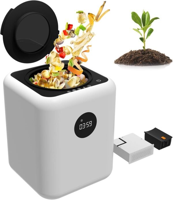 3L Electric Composter Smart Indoor Kitchen Composter Large Capacity Food Waste Compost Machine Converts Waste to Dry Compost, Odorless Auto Compost Bin with Auto-Cleaning Mode for Plants Effectively - Image 8