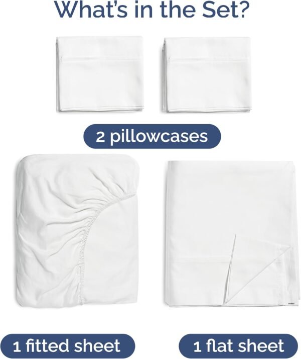 Bamboo Sheets King Size - Cooling Sheets King Size - 100% Bamboo Derived From Rayon - Deep Pocket Bamboo Sheets - Luxury King Bamboo Sheet Set - Super Soft Bamboo Sheets - King Bamboo Sheet Set, White - Image 2