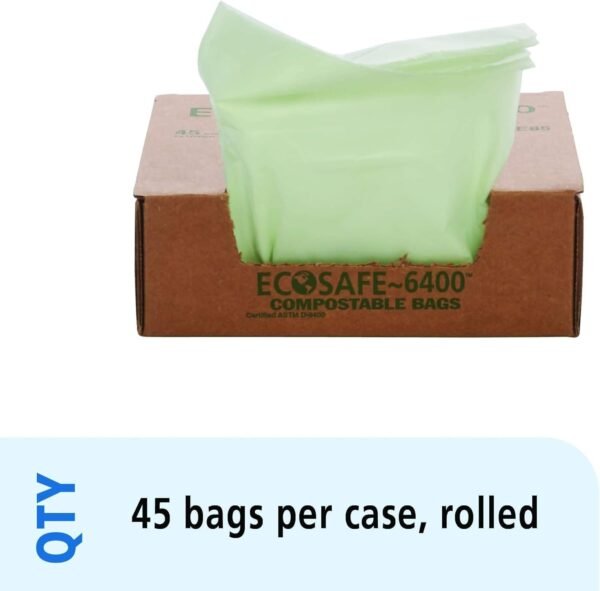 STOUT by Envision E2430E85 EcoSafe-6400 Compostable Bags, 24" x 30", 13 gal capacity, 0.85 mil thickness, Green (Pack of 45) - Image 3