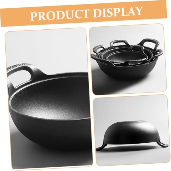 Outdoor Cast Frying Pans Chafing Dish Griddle Pan Fondue Pot Deep Frying Pan Camping Cookware Practical Stockpot Frying Cooking Pot Camping Pot Black - Image 4