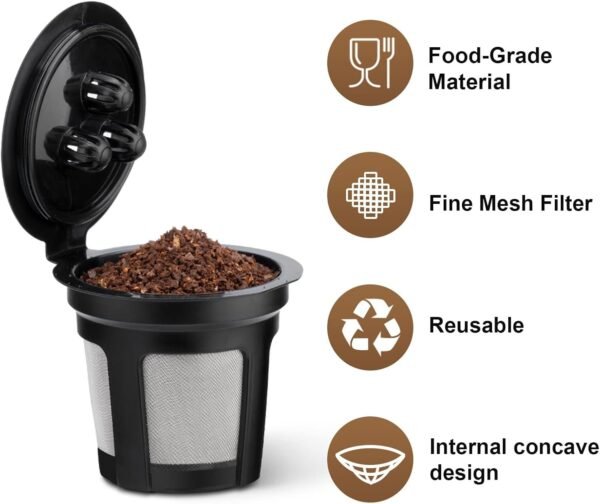 Reusable Coffee Pods for Ninja Dual Brew Coffee Maker, 3 Pack Reusable K Cups Coffee Filter for Ninja DualBrew Pro CFP301 CFP307 Coffee Maker - Image 5
