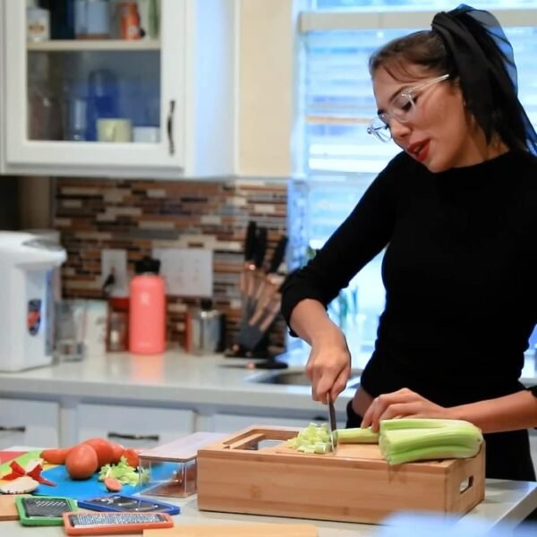 Bamboo Cutting Board With Containers and Mats for Quick Meal Prep. Sturdy and Multifunctional Chopping Board with Stackable Containers for Easy Storage. Great Gift for Cooking Enthusiast. - Image 3