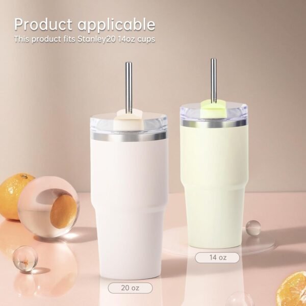 Metal Straw for Stanley Cup 20 OZ 14 OZ, Stainless Steel Straw Compatible With 20oz 14oz Stanley Cup Accessories, 6 Reusable Drinking Straws, With 1 Straw Cleaner(5pcs) - Image 3