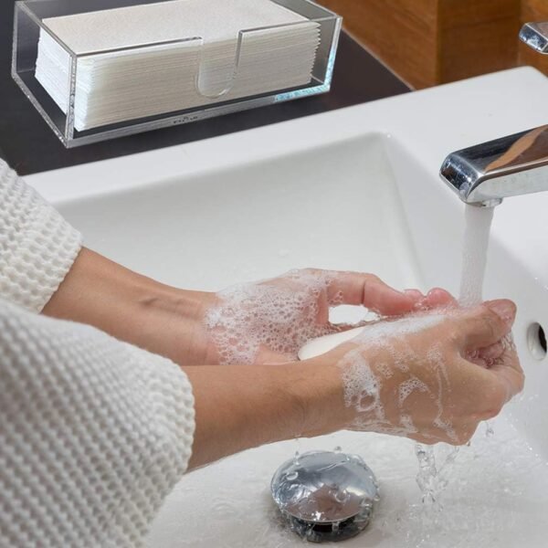 Sicily Guest Hand Towel Holder (5mm Acrylic) Multifold Paper Towel Dispenser (9.87”W x 4.75”D x 2.75”H) Hand Towel Napkin Holder for Bathroom and Kitchen Countertop - Bathroom Napkin Holder - Image 4
