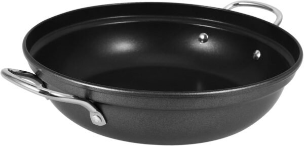 Ciieeo Large Capacity Shallow Soup Hot Pot Frying Pans Stove Top Griddle Oven Steel Pans for Cooking Dish Drying Rack Fryer Griddle Pans Shallow Cookware Deep Frying Pot Steel Wok Iron