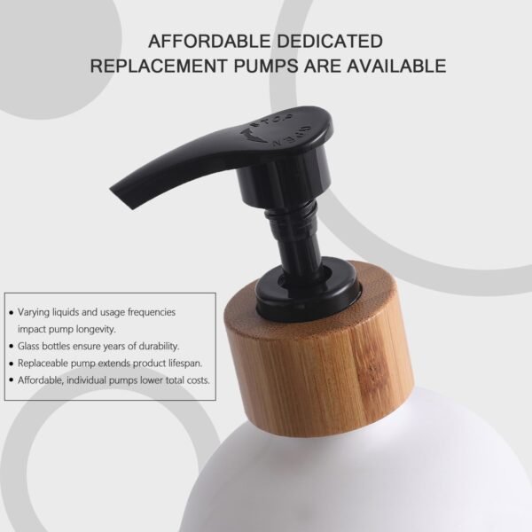 MOMEEMO Matte Black Glass Soap Dispenser Set - Hand and Dish Soap Dispensers Suitable for Rustic Kitchen Decor (Black) - Image 5
