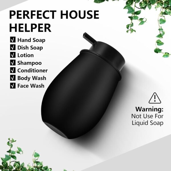 Foaming Soap Dispenser, 2 Pack Black Foam Hand Soap Dispenser Bathroom, 16 Oz Glass Dish Foaming Pump Bottle for Kitchen, Refillable Modern Foamy Dispensers Bottles Containers - Image 6