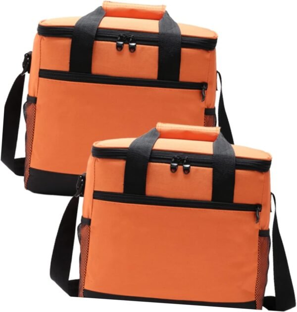 Food Storage Bag Cooler Lunch Heatable Hot Cooling Chiller Bag Tote Bag Reusable Shopping Bags Breastmilk Freezable Women Thermal Insulated Bags for Food Picnic Tote Orange - Image 3