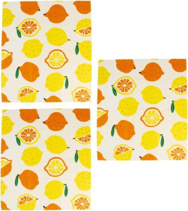 Sandwich Wrap Paper 3Pcs Beeswax Food Wrap Lemon Pattern -Friendly Reusable Food Wrappers Food Preservation Cloths Wrap Alternative for Food Storage Triturador De - Image 6