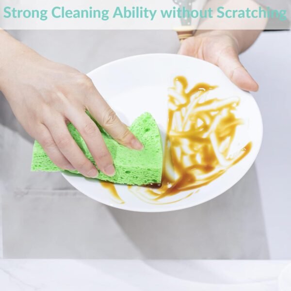 Pop-Up Sponges 6 Pack, REIDEA 100% Biodegradable Scrub for Kitchen - Non Scratch Odor Free Plant Based Dish Sponge - Eco-Friendly Wood Pulp Sponge (Colored, 6 Pack) - Image 6