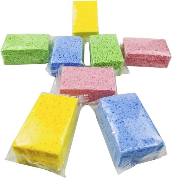 Cellulose Sponges Kitchen, for Washing Dishes, in Bulk, 24 Pack (3 Count x 8 Individually Wrapped + 2 Free Scouring Pads), 100% Natural Biodegradable - Image 8