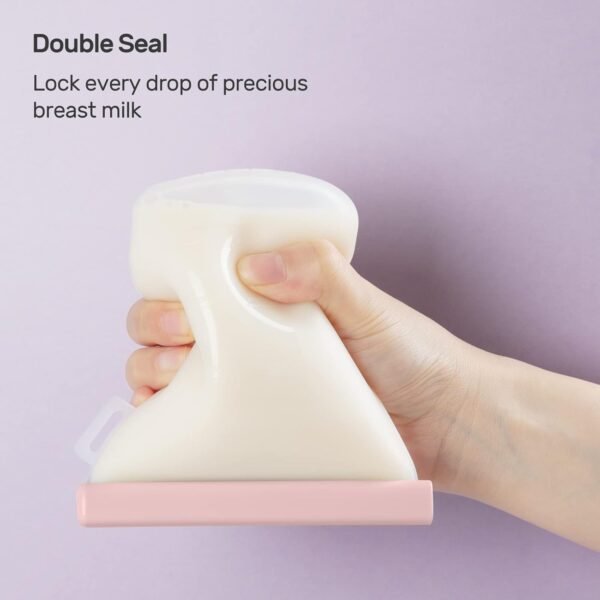 Nuliie 7 Pcs Silicone Breastmilk Storage Bags Reusable, 8oz/240ml Double Leak-Proof Breastmilk Freezer Bags, BPA Free Self-Standing Milk Bags for Breastfeeding, Baby Food Pouches - Image 2
