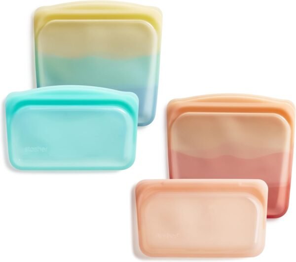 Stasher Premium Silicone Reusable Food Storage Bags, 4-Pack, Endangered Seas | Multi-Use Food Storage Bags, Lunch Bag, Travel Containers | BPA Free, Leak-free, Dishwasher-Safe, Eco-friendly