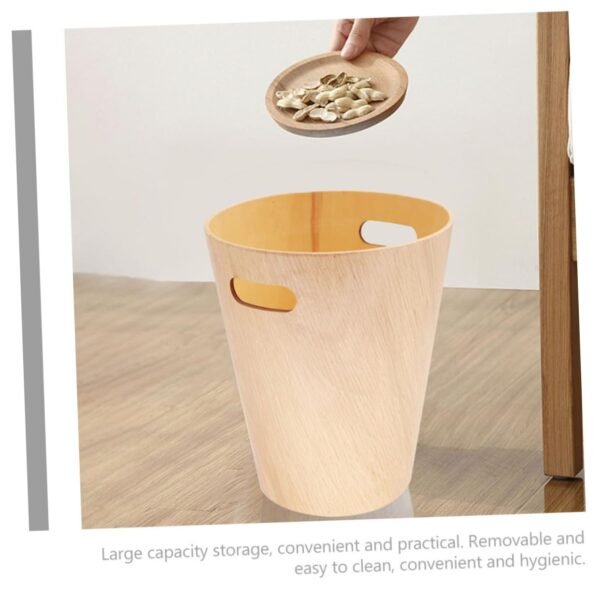 Dual Kitchen Bin Bedroom Desk Wastebasket Compost Bins for Kitchen Wooden Garbage Can - Image 7