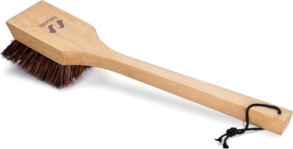 All-Natural Wooden Grill Cleaning Brush and Scraper | Solid Wooden Handle | Non Scratch Palmyra bristles | Metal Bristle Free | Plastic Free | Safe BBQ Grill Scrubber for Outdoor Grill