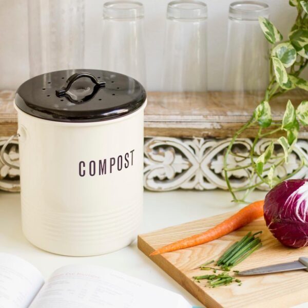 Now Designs Vintage Compost Bin, Ivory - Image 2