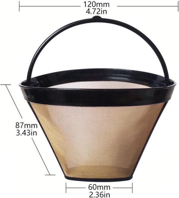 2Pcs Reusable Coffee Filter Basket, No.4 Cone Coffee Maker Filters, for Ninja and Cuisinart Coffee Maker Machines Brewers Filter Replacement - Image 2