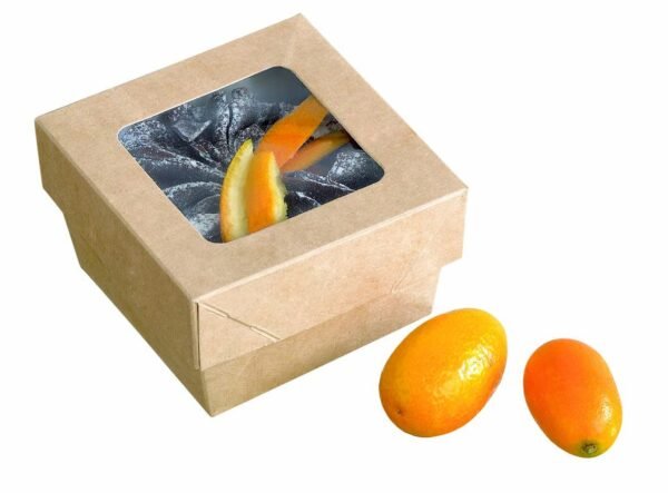 PacknWood 210KRAYB85 Kraft Kray Boxes with PET Window Lid - 7oz 2.8 x 2.8 x 1.6in - 250 pcs - Image 3