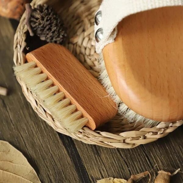 Brown Wooden Nail Brush, Natural Beech Wood Bristle Nail Brush Non-Slip Fingernail Hand Scrub Brush Nails and Toes Cleaning Tools Accessories - Image 6