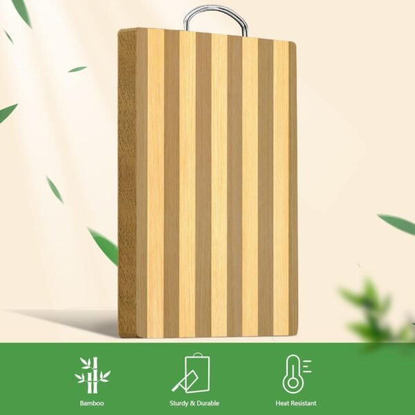 Cutting Boards for Kitchen - 13" x 10" Bamboo Cutting Boards with Hanging Hole for Kitchen, Square Long Grain Striped Brown Wood Butcher Block Cutting Board, Everyday Kitchen Charcuterie Display - Image 7