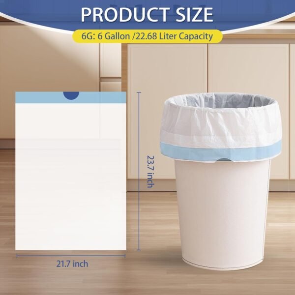 240 Count 6 Gallon Trash Bags Drawstring - Medium Garbage Bags 1.1 Mil,22.5 Liter Strong Plastic Trash Can Liners Unscented,Thick Waste Basket Bags for Home Bathroom Office Kitchen - Image 3