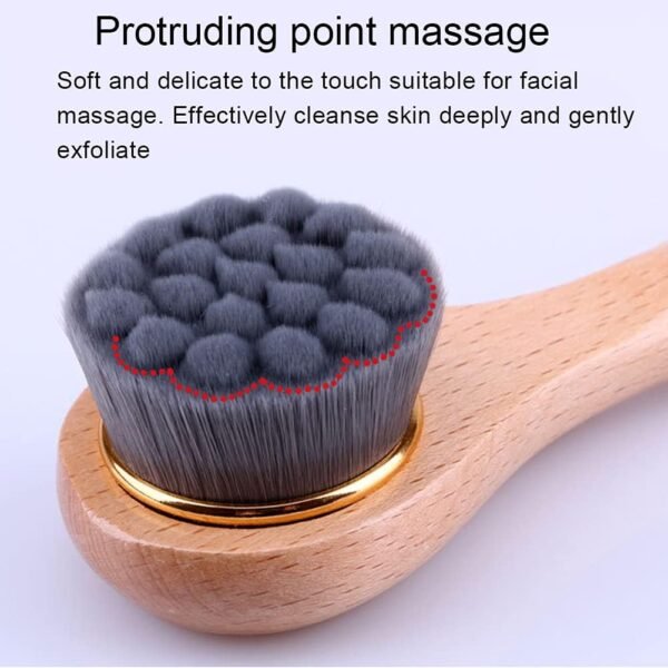 Manual Facial Cleansing Brush-Bamboo Charcoal Fiber Bristles and Wooden Handle-Skin Cleanser & Scrubber for Applying Face Mask, Acne Washing, Daily Deep Pore Cleaning - Image 6