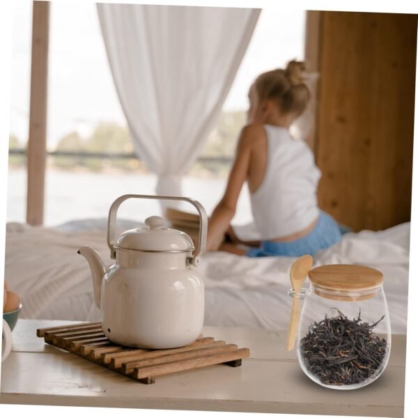 Glass Jar Convenient Canister Home Accessory Tea Leaves Jar Tea Storage Jar Loose Tea Canister Nuts Canister Dry Goods Canister Dustproof Tea Jar Tea Storage Can Tea Container Wood - Image 7