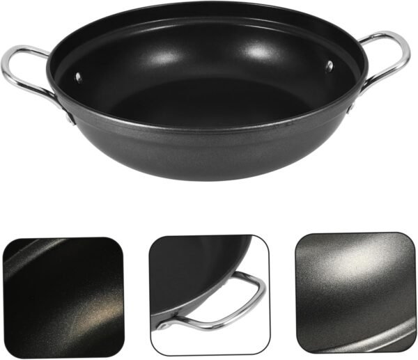 Ciieeo Large Capacity Shallow Soup Hot Pot Frying Pans Stove Top Griddle Oven Steel Pans for Cooking Dish Drying Rack Fryer Griddle Pans Shallow Cookware Deep Frying Pot Steel Wok Iron - Image 5