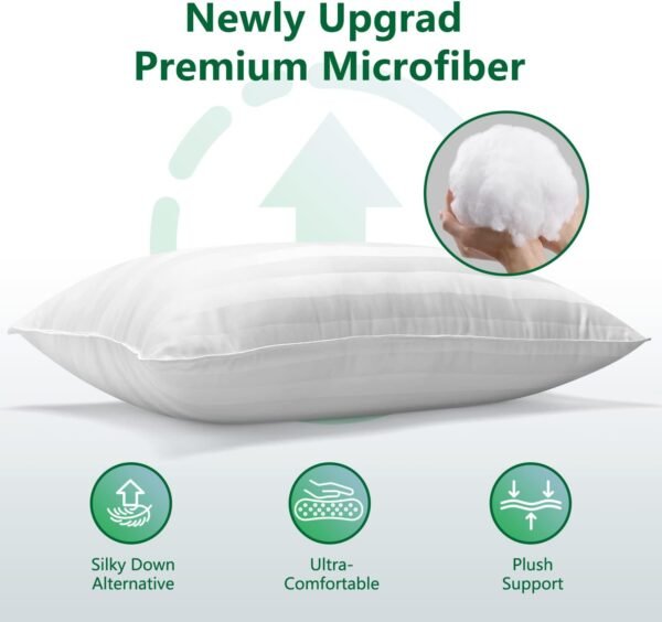 COZSINOOR Queen Size Bed Pillows for Sleeping: Hotel Quality, Set of 2 - Down Alternative Microfiber Filled for Back, Stomach, Side Sleepers, Breathable, and Skin-Friendly - Image 6