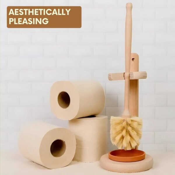 Beechwood Toilet Brush with Natural Tampico Bristles, Plastic Free Toilet Brush with Ceramic Dip Tray, Eco Friendly Toilet Brush, Zero Waste Wooden Toilet Brush and Holder Set - Image 6