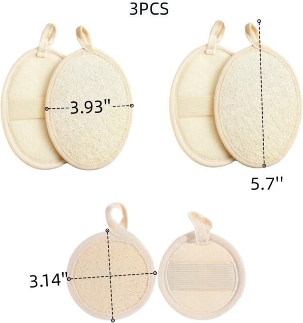 Exfoliating Loofah Pads,Made with Eco-Friendly and Biodegradable Shower Luffa Sponge,100% Natural Bath Sponge for Men and Women’s SPA Luffa Package (3pcs) - Image 3
